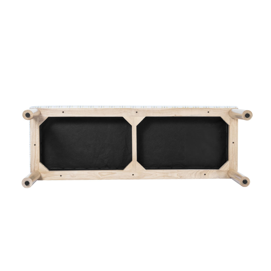 Natural Plaid Woven Fabric Bench Y2684