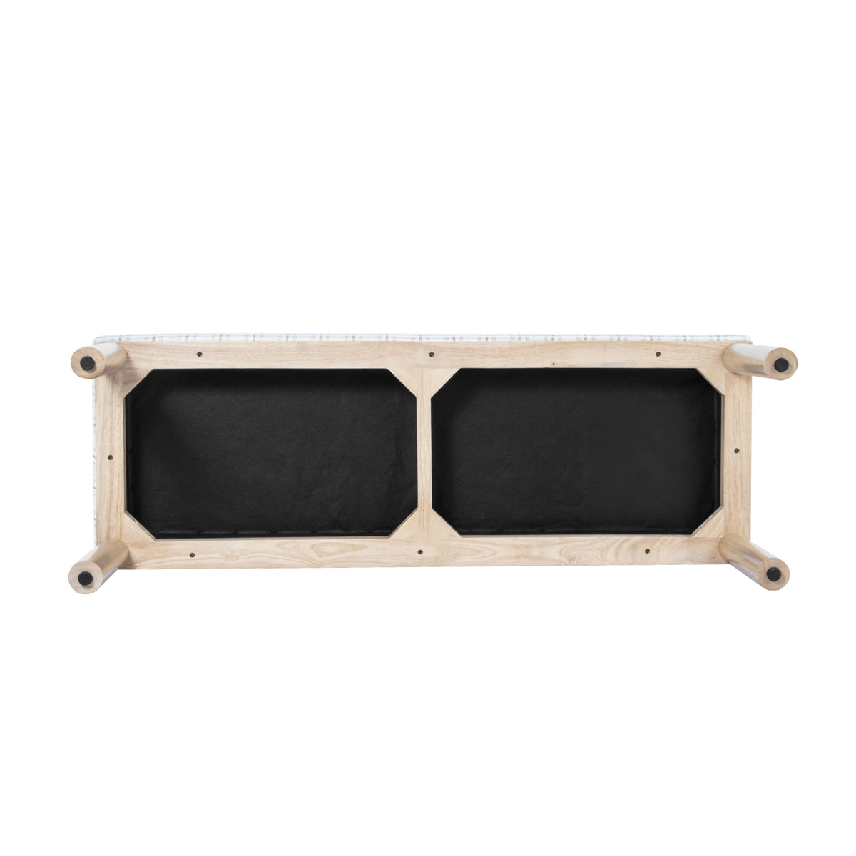 Natural Plaid Woven Fabric Bench Y2684