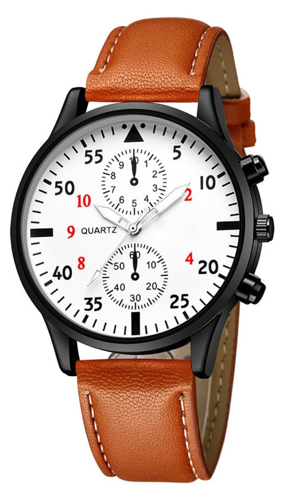 Men Chronograph Leather Strap Analog Quartz Watches E790