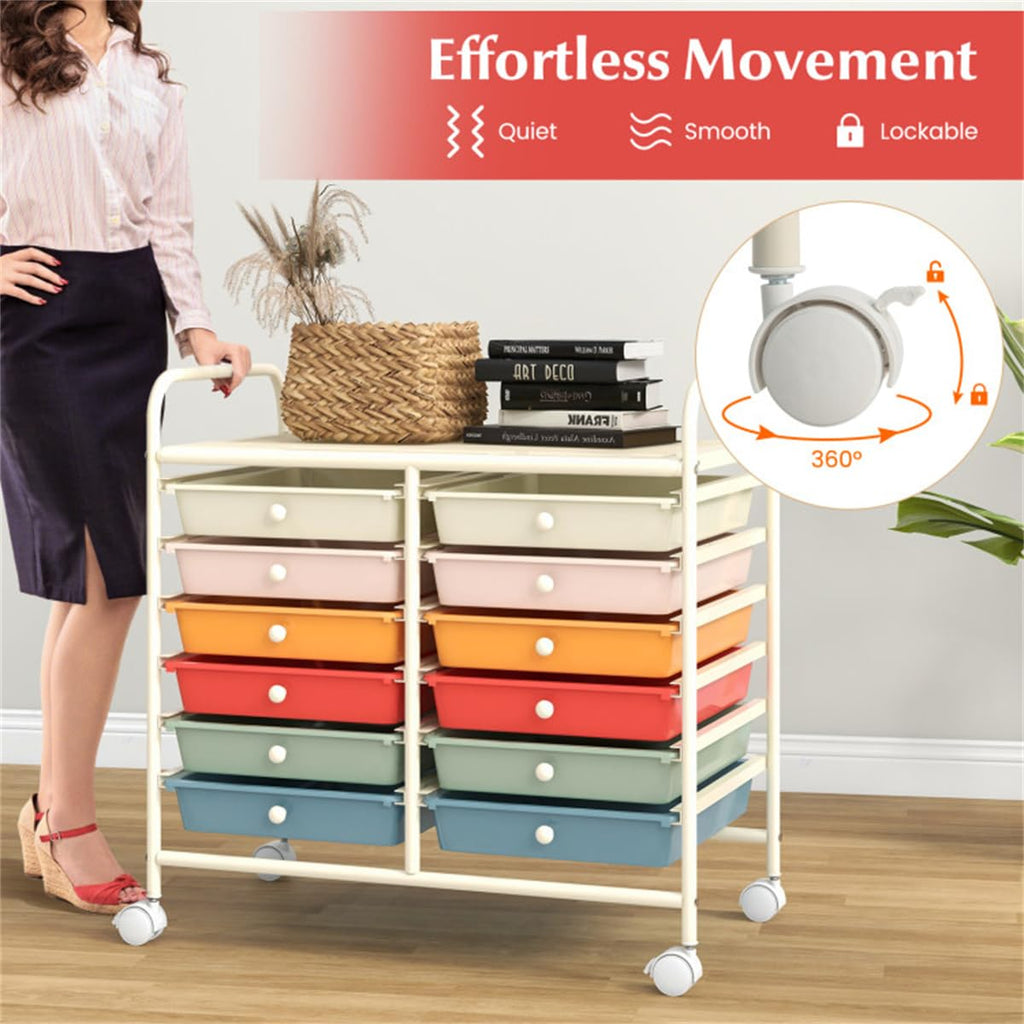 12 Drawer Rolling Storage Cart with Wheels B26194