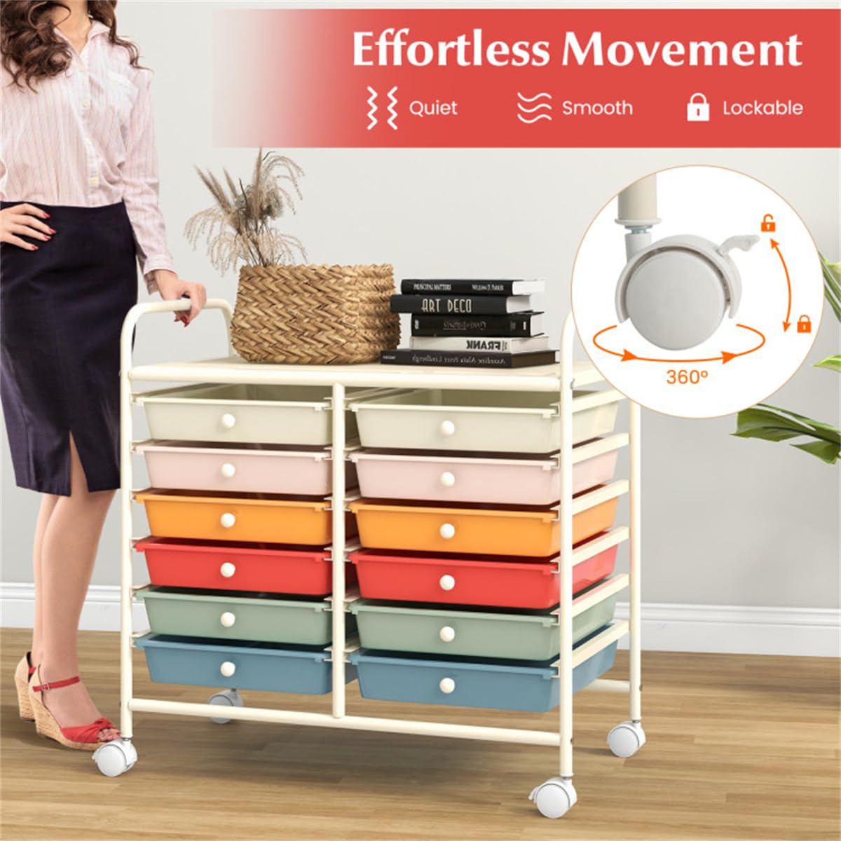 12 Drawer Rolling Storage Cart with Wheels B26194