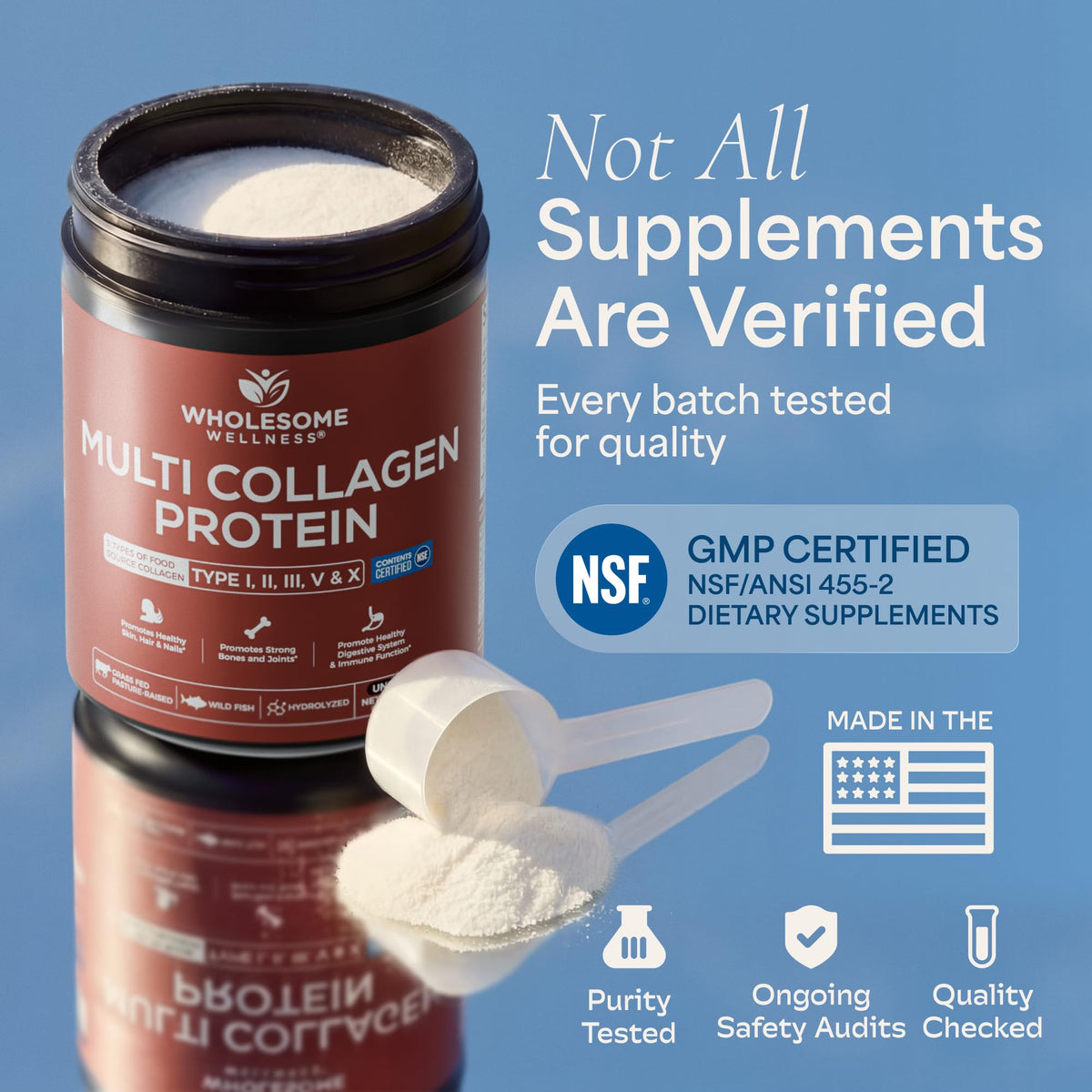 Multi Collagen Peptides Protein Powder, 5 Types Hydrolyzed, Grass-Fed, Non-GMO, Unflavored L7807