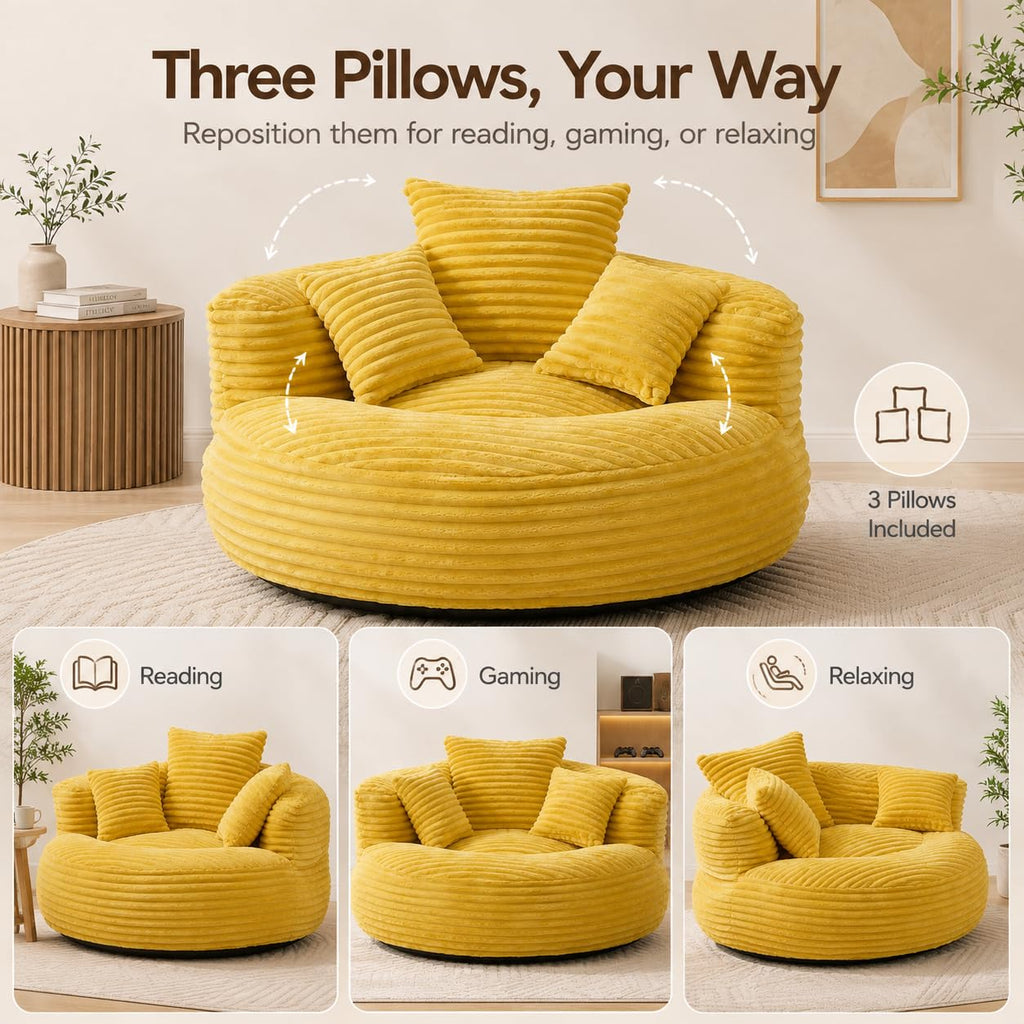 Oversized Mustard Yellow Bean Bag Chair G97245
