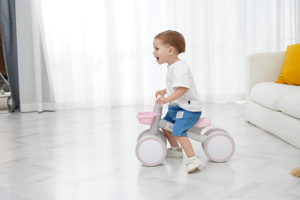 Pink Toddler Balance Bike with Adjustable Seat and Front Basket J815