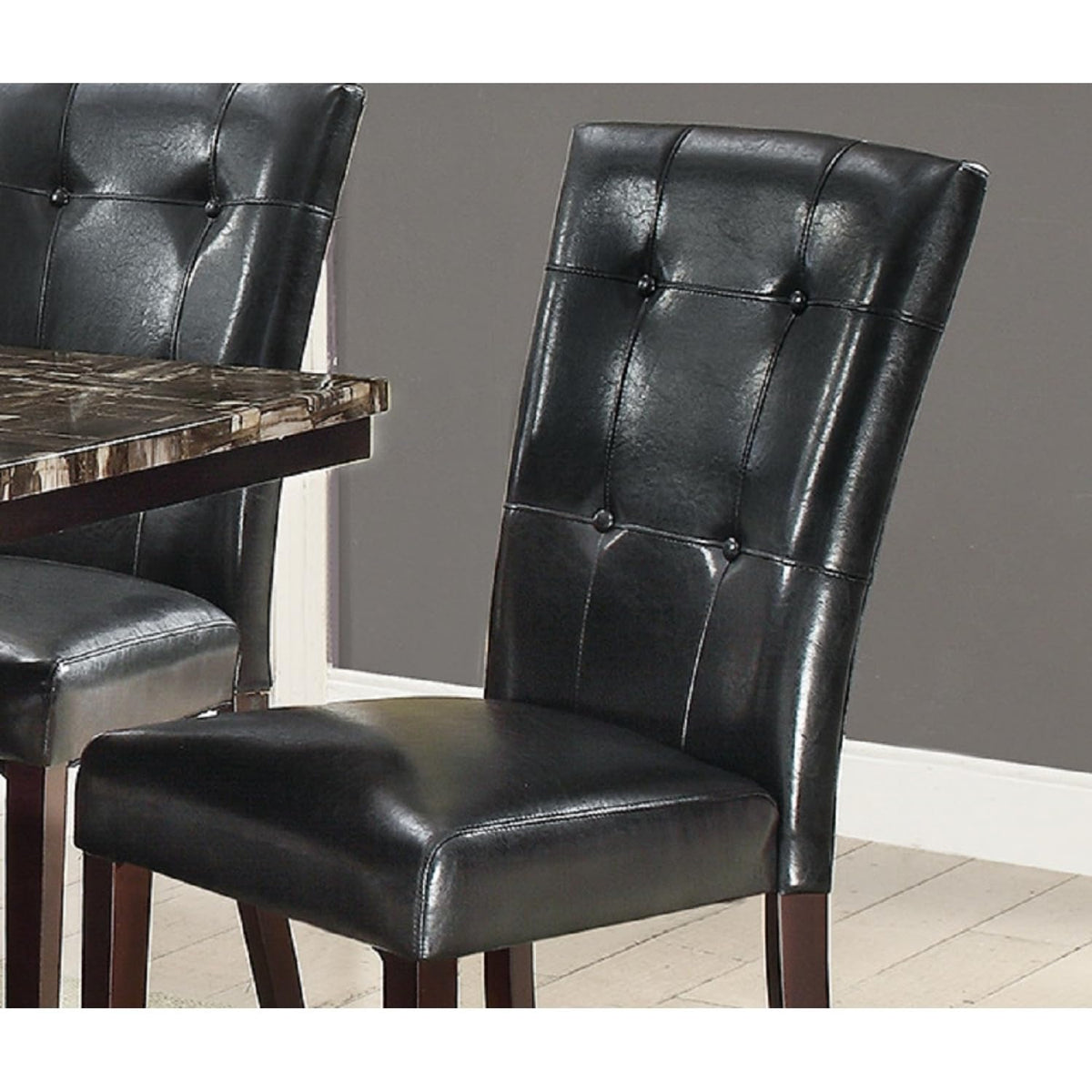 Black Faux Leather Parson Chairs Set of 2 R221