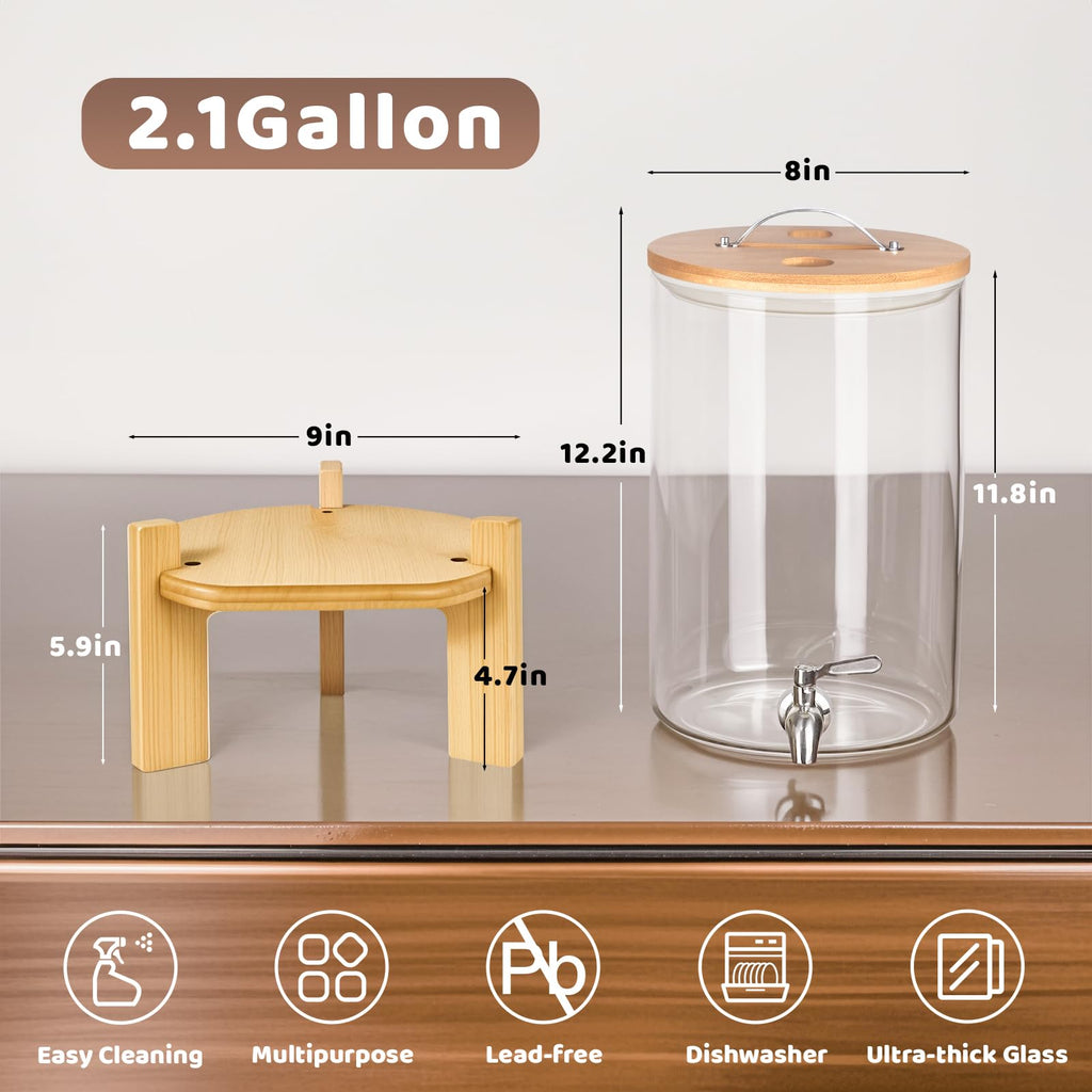 2.1 Gallon Glass Beverage Dispenser with Stand H729380