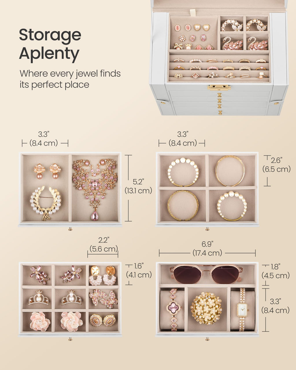 5-Layer Jewelry Box Organizer with 4 Drawers B131