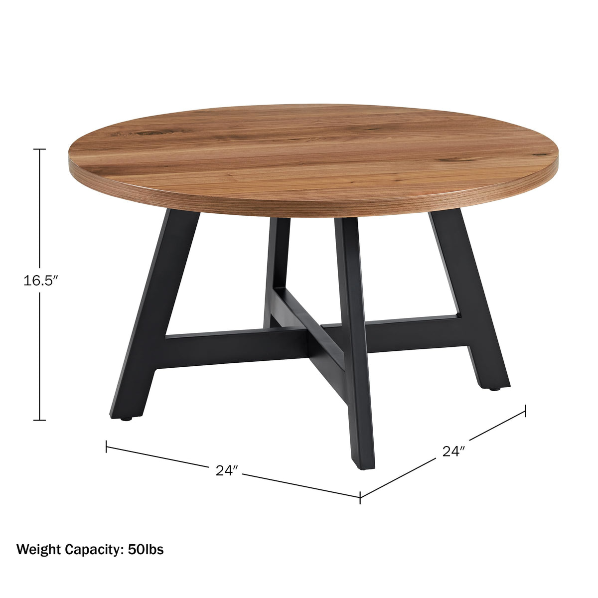 Round Wood Top Metal Base Coffee Table J13137