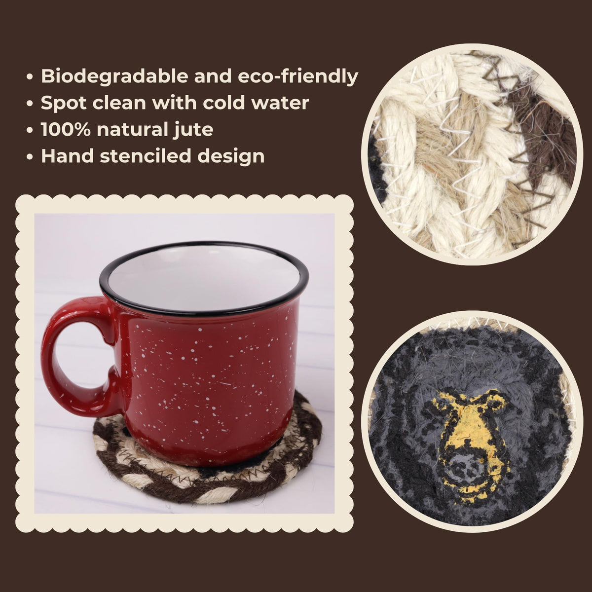 Black Braided Jute Woven Coasters Set of 2 H38594