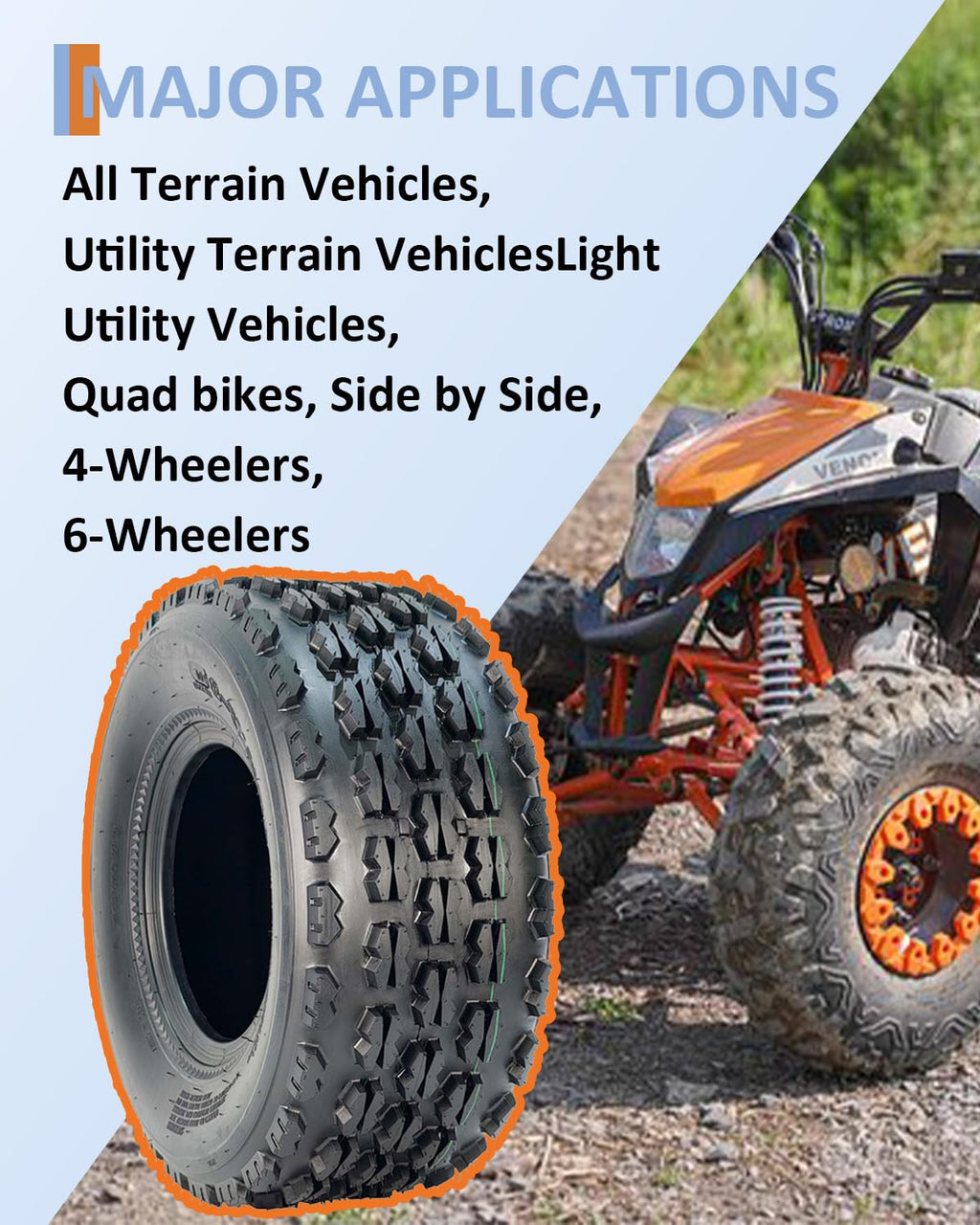 19x7-8 4 Ply Tubeless ATV UTV Tires Set of 2 S9644