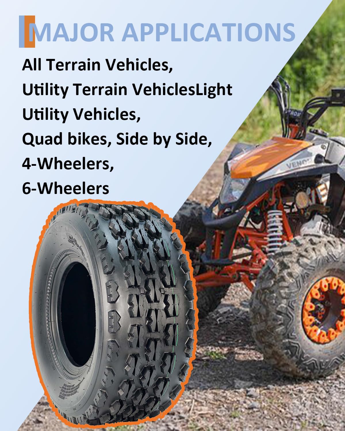 19x7-8 4 Ply Tubeless ATV UTV Tires Set of 2 S9644