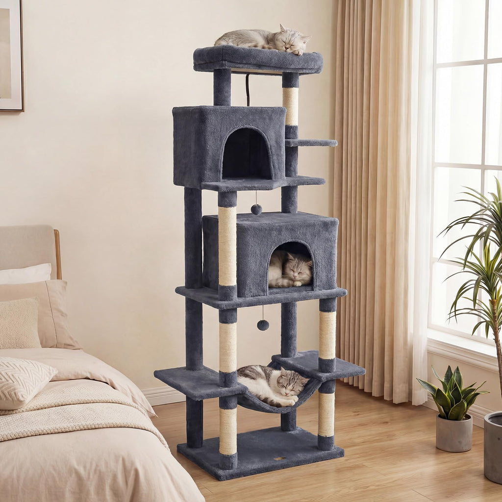 70-inch Multi-Level Cat Tree with Condos and Hammock U263