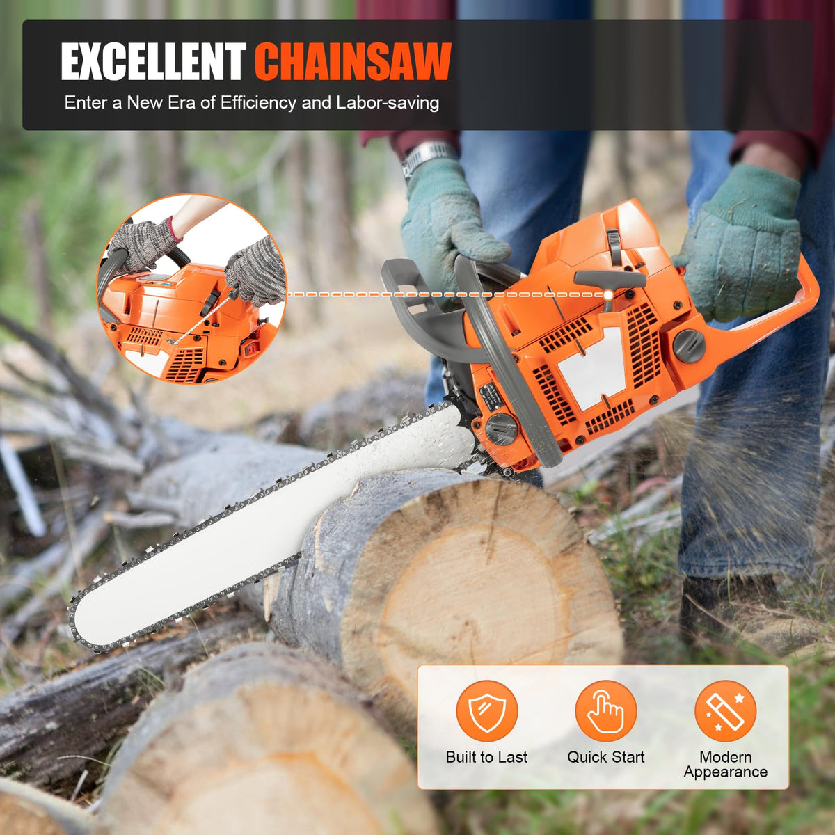 71.8CC 24inch 2-Stroke Gas Chainsaw F7623