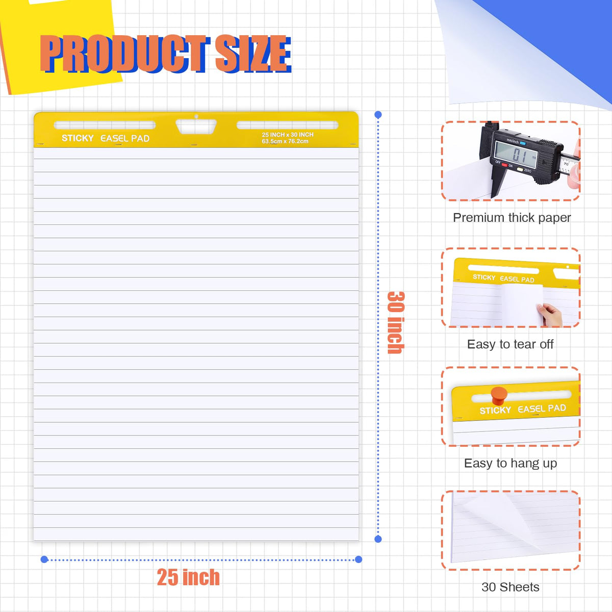 Sticky Easel Pad 25 in x 30 in White 30 Sheets T153080