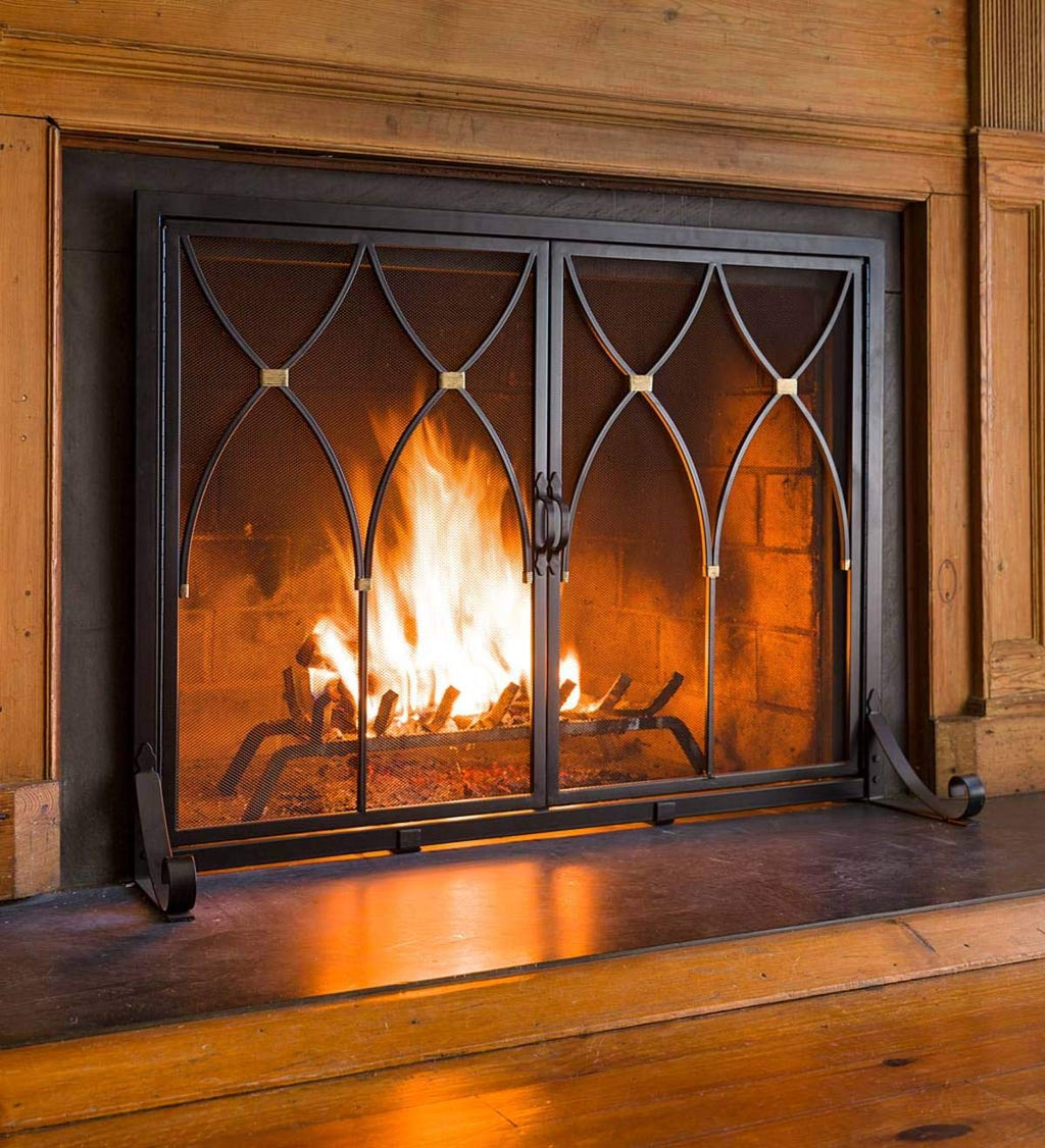 Black Metal Fireplace Screen A421
