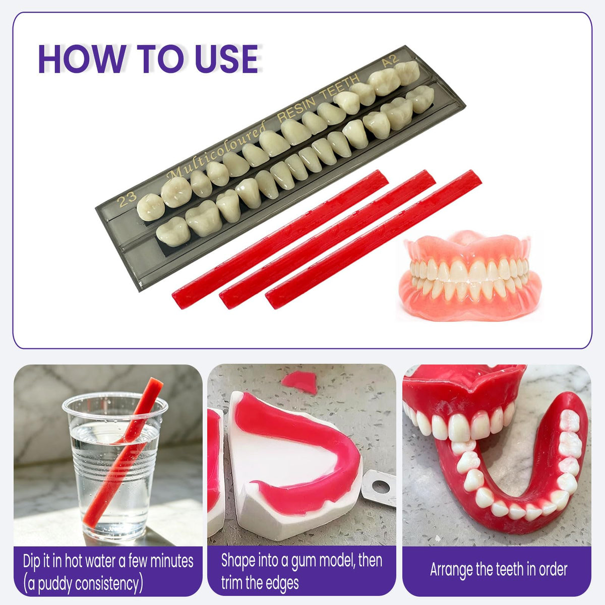 28 Pcs False Teeth Dentures Repair Kit Z52390