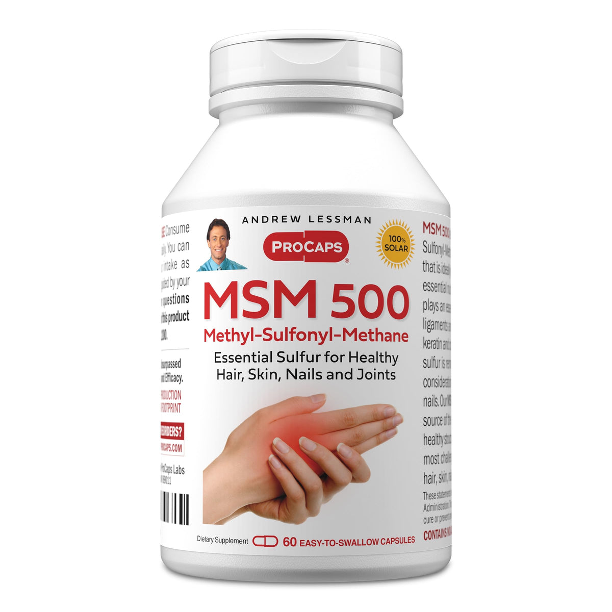 MSM 500 Organic Sulfur Supplement, 60 Capsules B85668