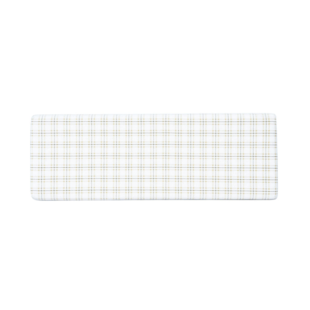 Natural Plaid Woven Fabric Bench Y2684