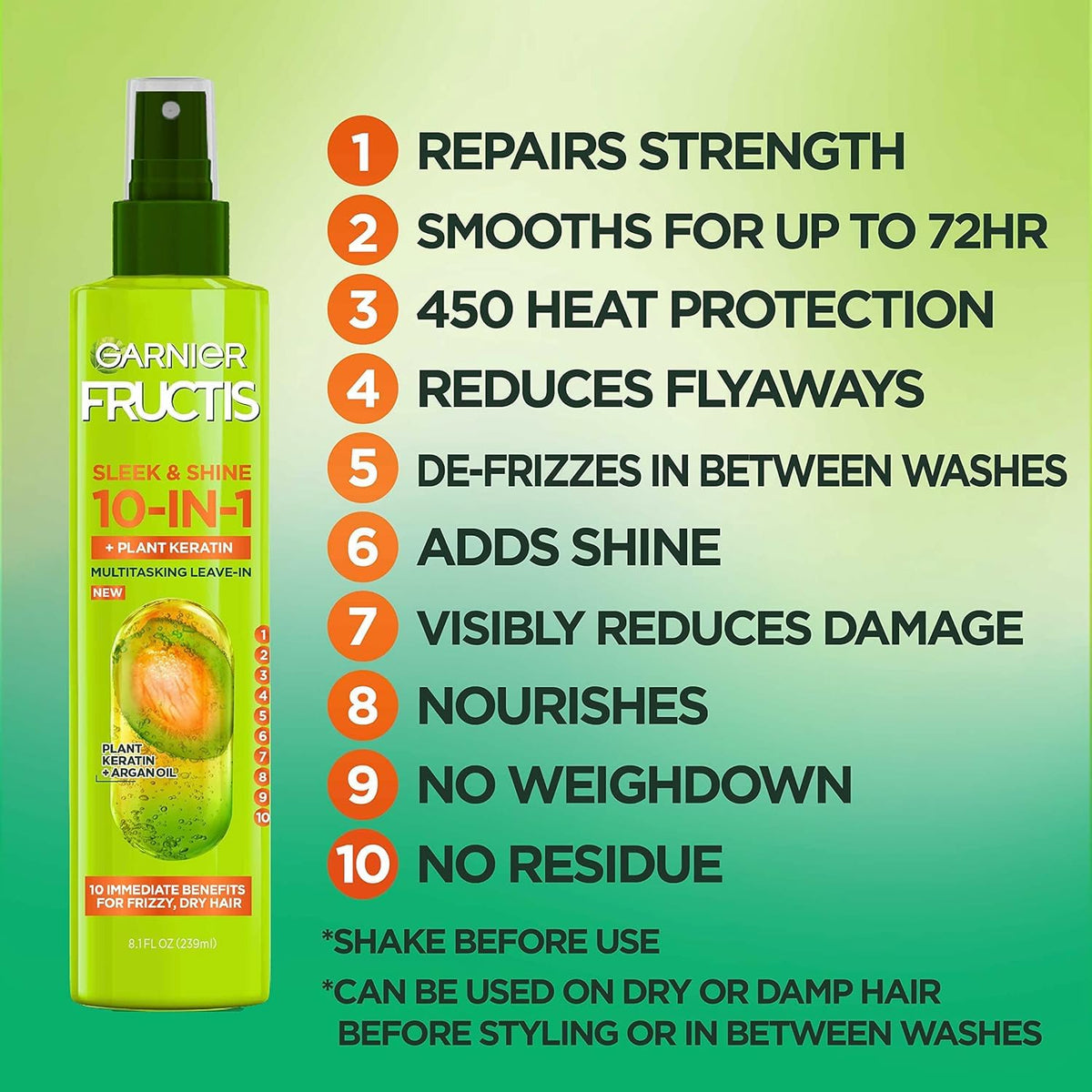 10-in-1 Leave In Conditioner Spray with Argan Oil 8.1 Fl Oz 2 Pack T376984