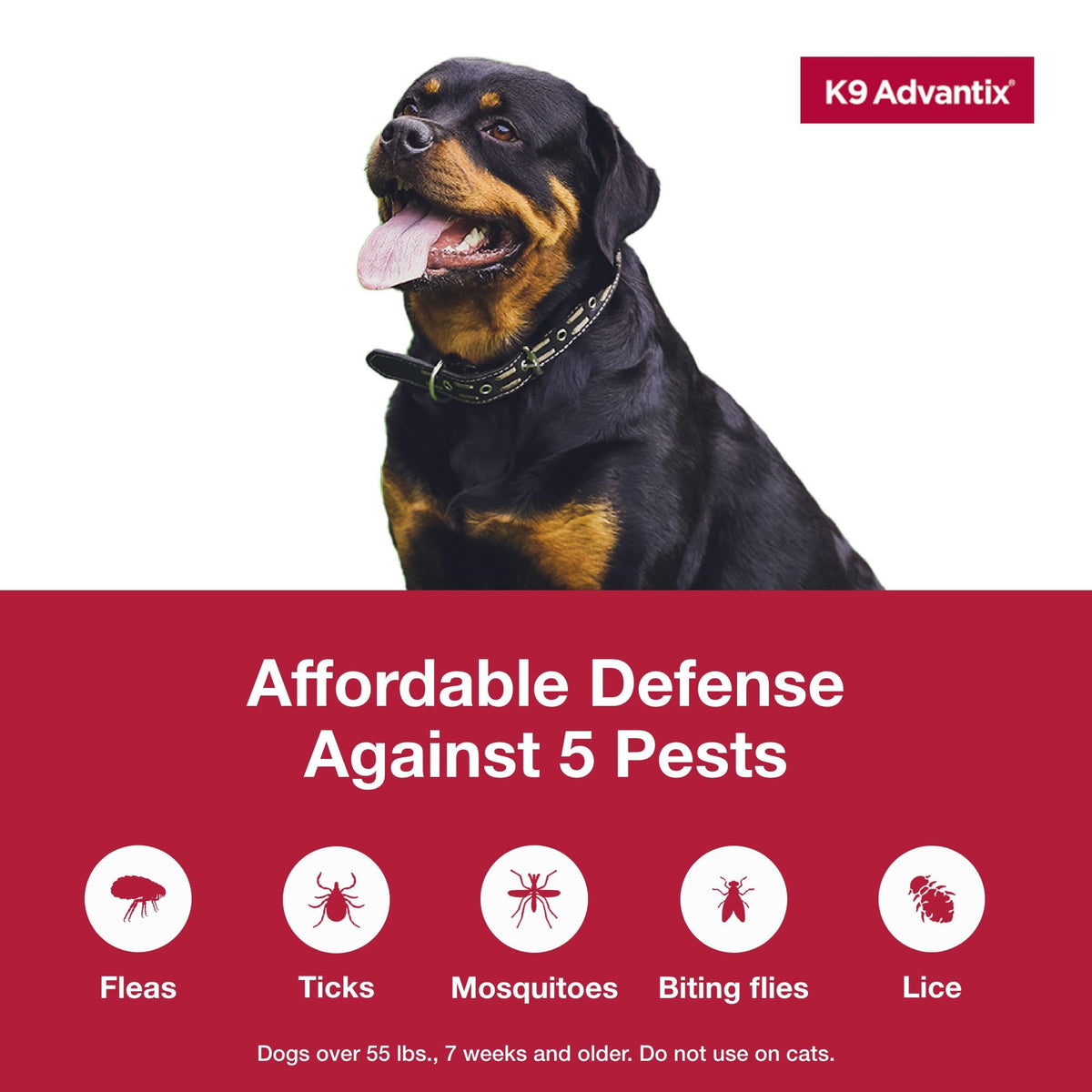 Flea, Tick & Mosquito Prevention for Dogs Over 55 lbs, 2 Treatments A7055