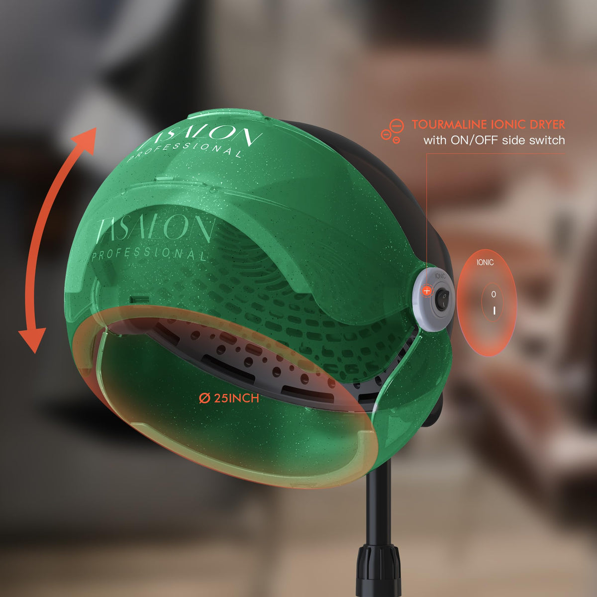 1875W Ionic Hooded Hair Dryer with 3 Temperature Settings M149557