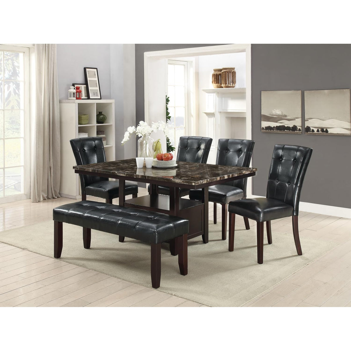 Black Faux Leather Parson Chairs Set of 2 R221