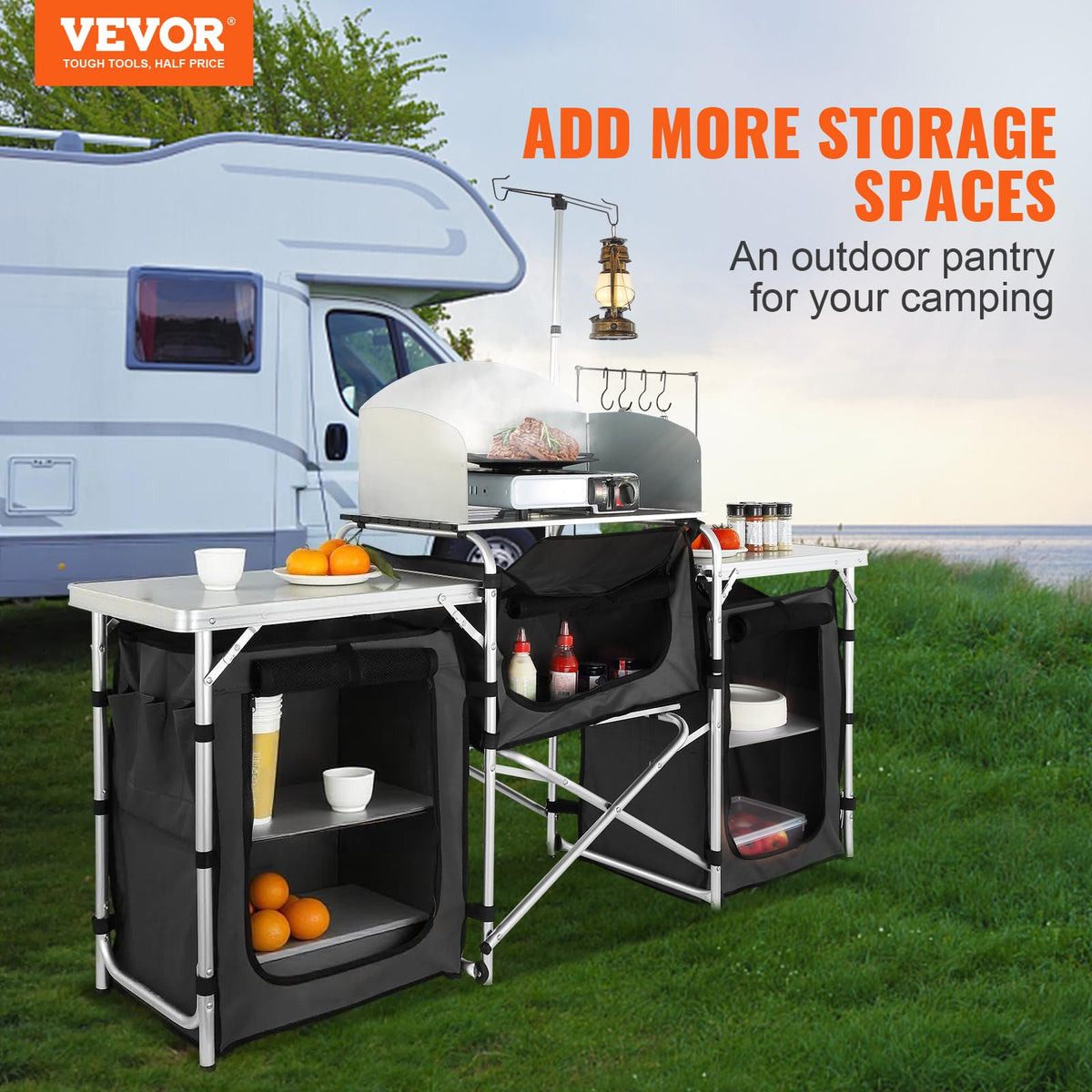 Folding Aluminum Camping Kitchen Table with Storage Bag X394