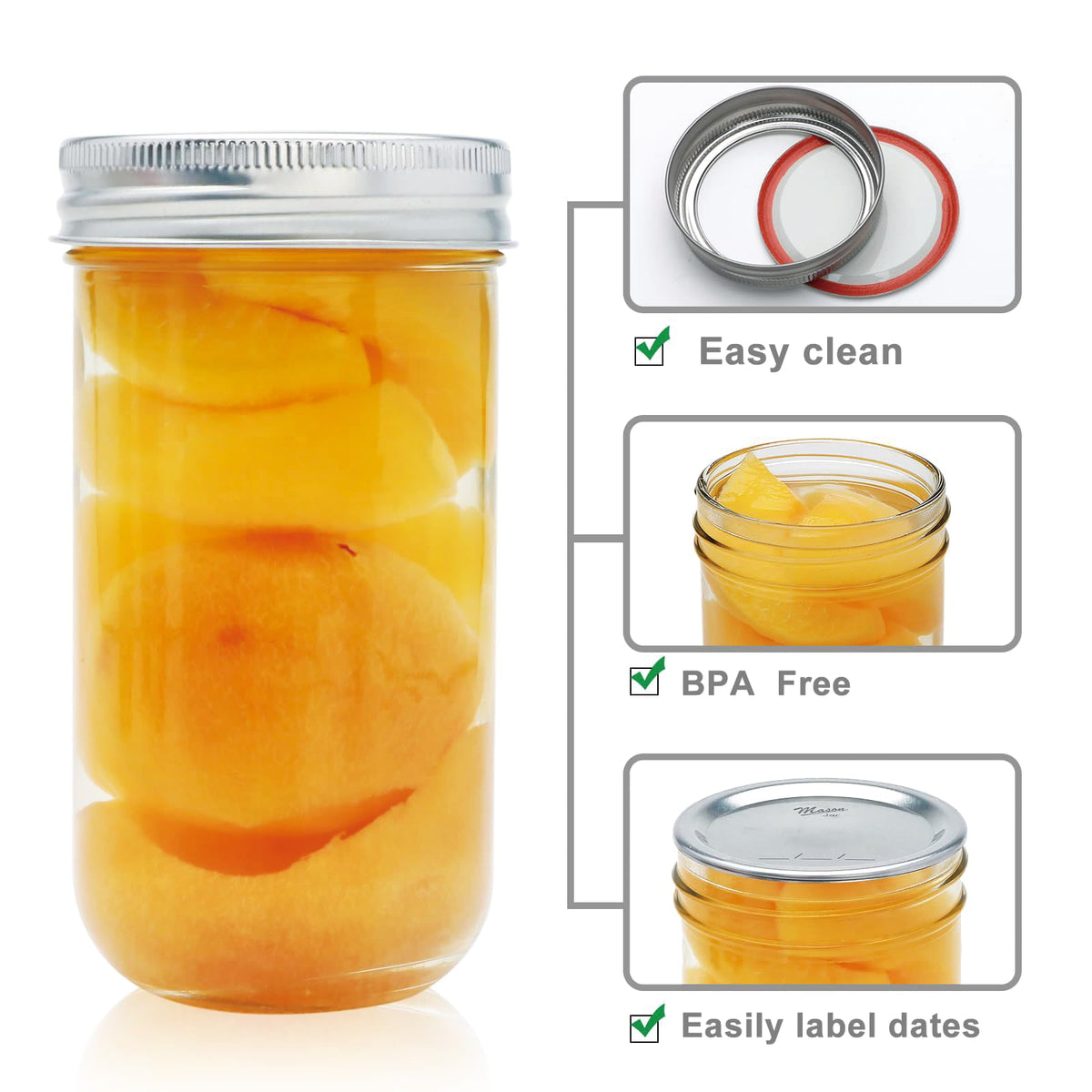 24 Pack 12 oz Mason Jars with Lids V23616