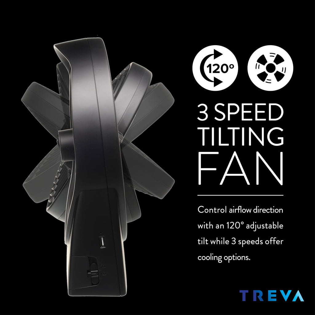 Rechargeable Battery Powered 3-Speed Personal Fan F3660