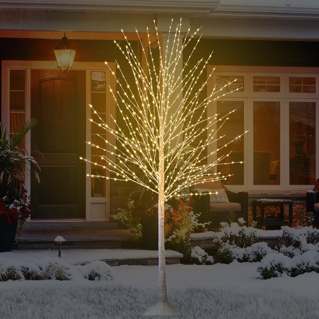 6FT Lighted Birch Tree with 880 LED Warm White Lights Q292