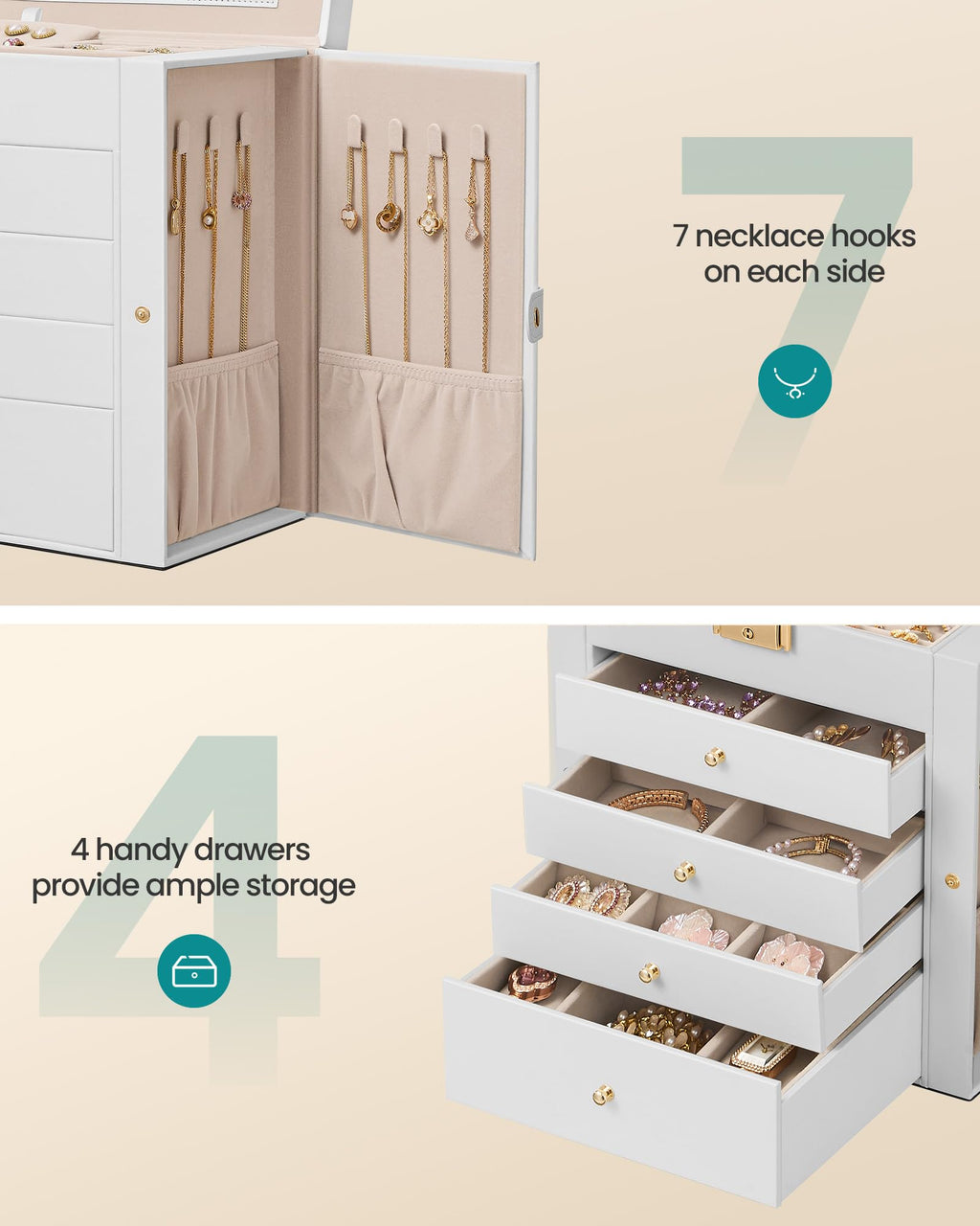 5-Layer Jewelry Box Organizer with 4 Drawers B131