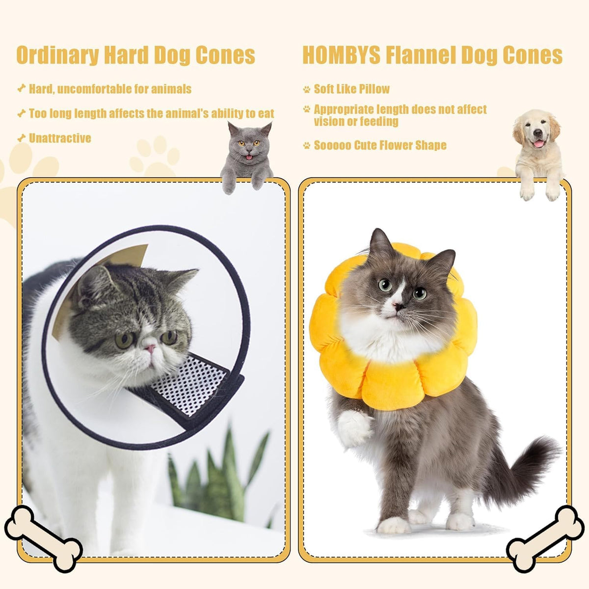 Soft Dog Cone for Dogs and Cats, Adjustable Dog Collar Alternative E742282