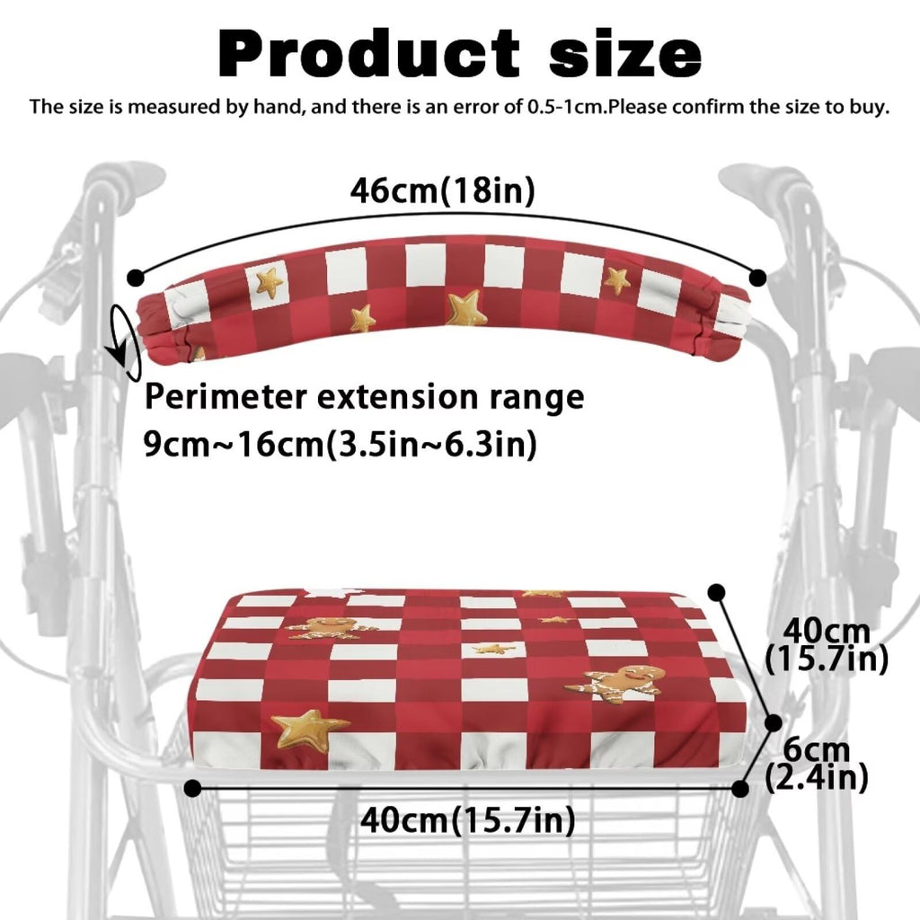 Red Lattice Rollator Walker Accessories Seat and Backrest Rollbar Covers Washable T3834