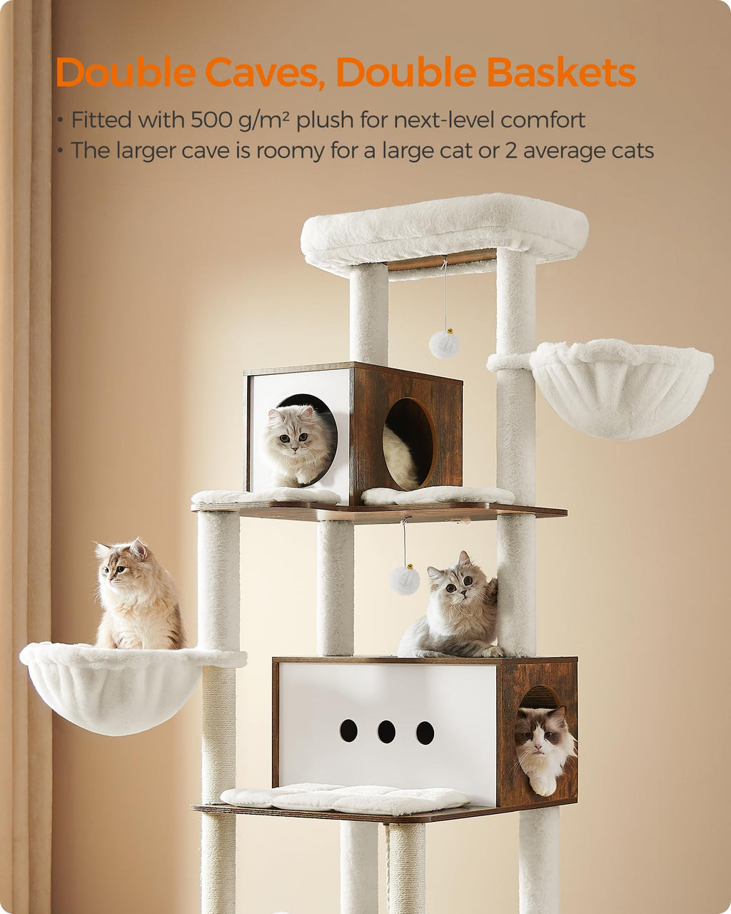 Cat Tree with 2 Caves and 2 Hammocks Y657228