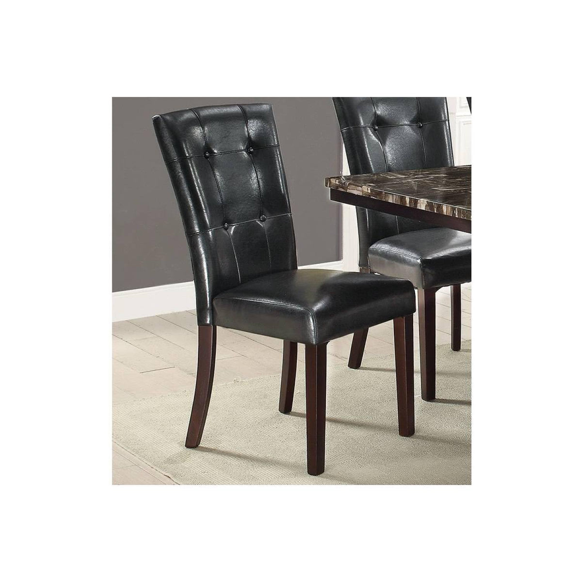 Black Faux Leather Parson Chairs Set of 2 R221
