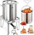 40QT Stainless Steel Stockpot with Basket and Steamer Rack G864832