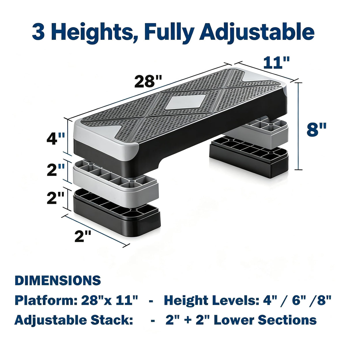 28-Inch Height Adjustable Aerobic Step Platform with 4 Risers K917873