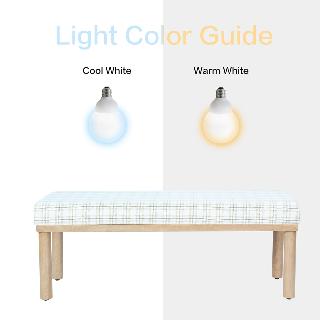 Natural Plaid Woven Fabric Bench Y2684