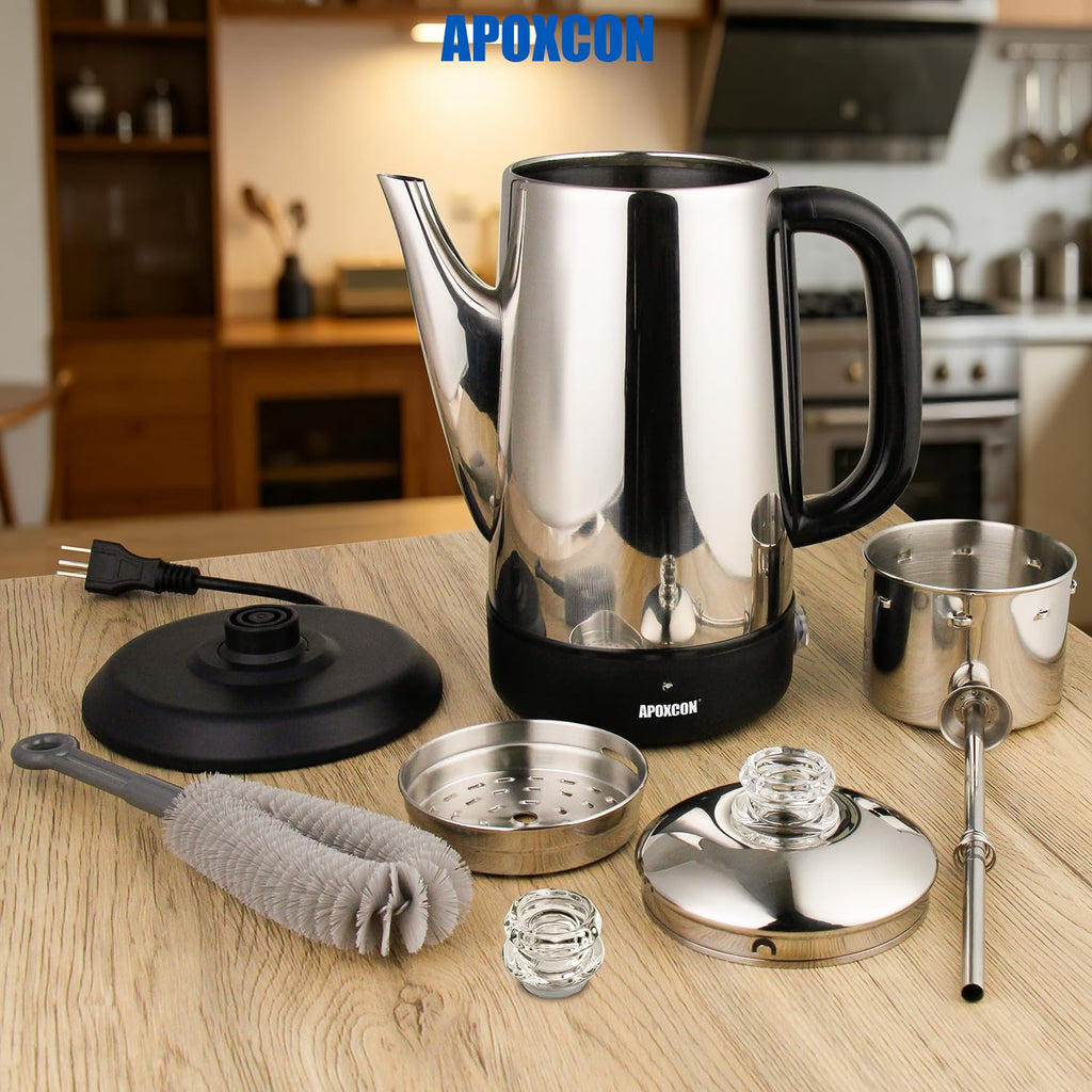 Electric Stainless Steel Coffee Percolator 1200ml 8 Cup W4289