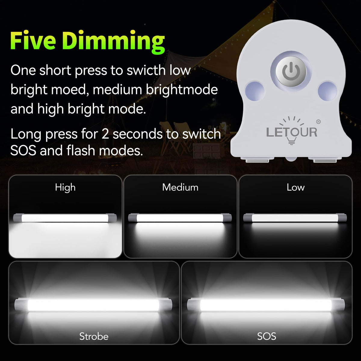 LED Tube Magnetic Work Light 6000Lumens 10400mAh USB Rechargeable S43491