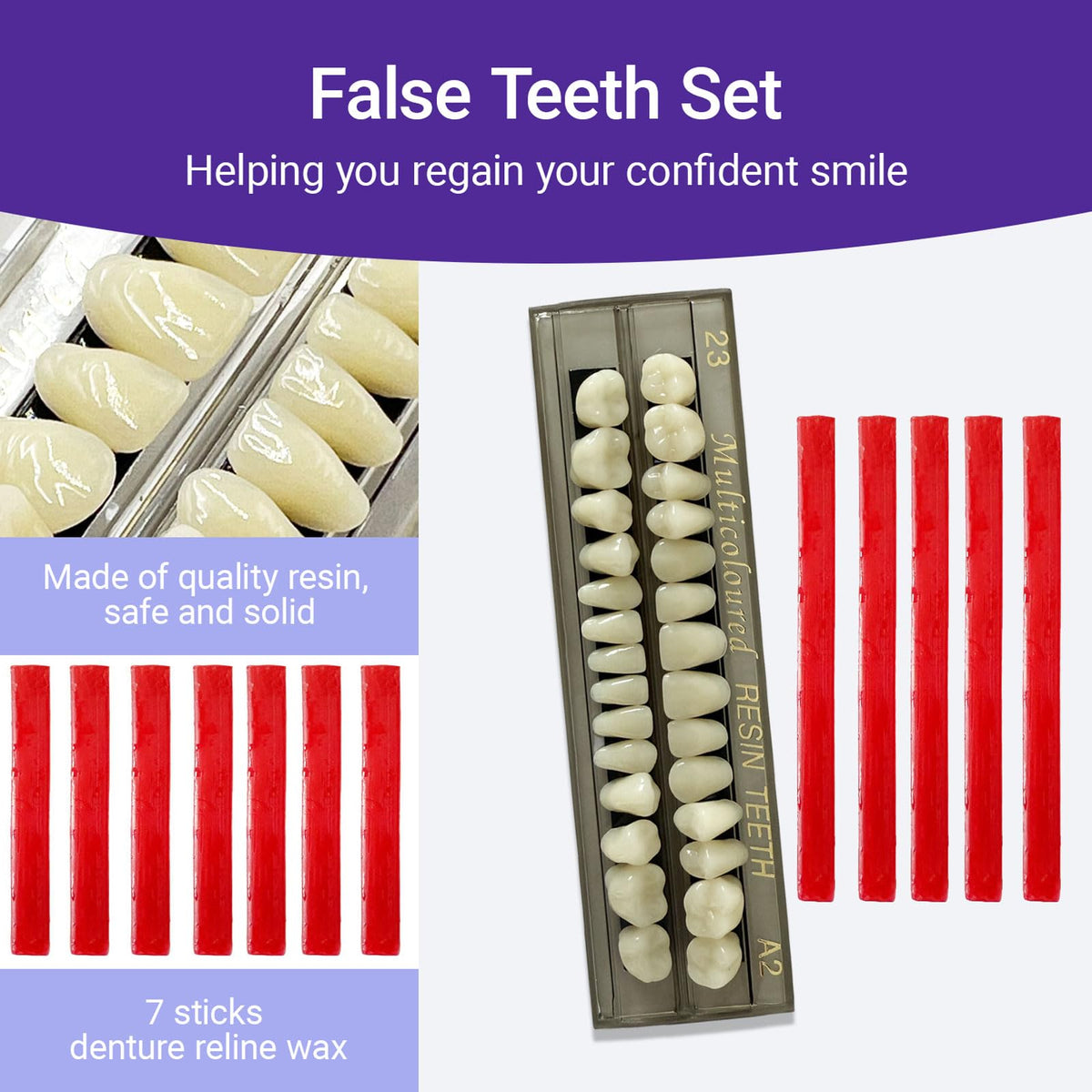 28 Pcs False Teeth Dentures Repair Kit Z52390