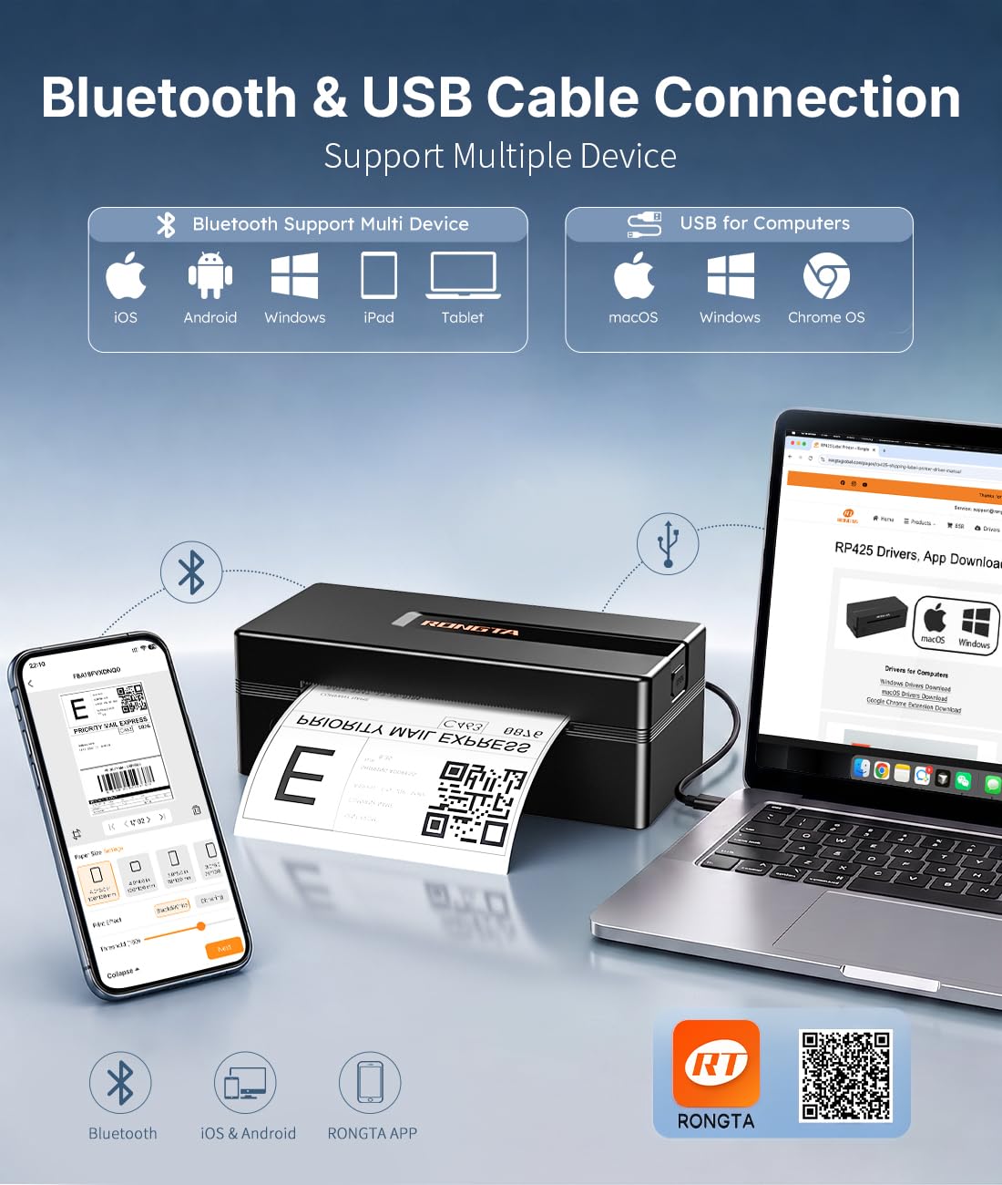 Bluetooth Thermal Shipping Label Printer Y645