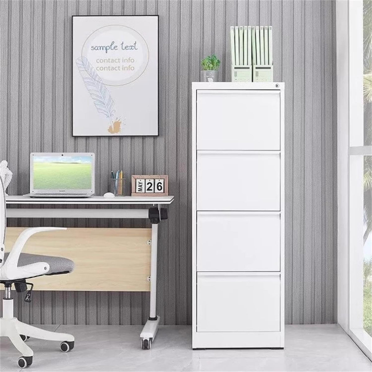 4 Drawer Vertical Metal File Cabinet with Lock R6058