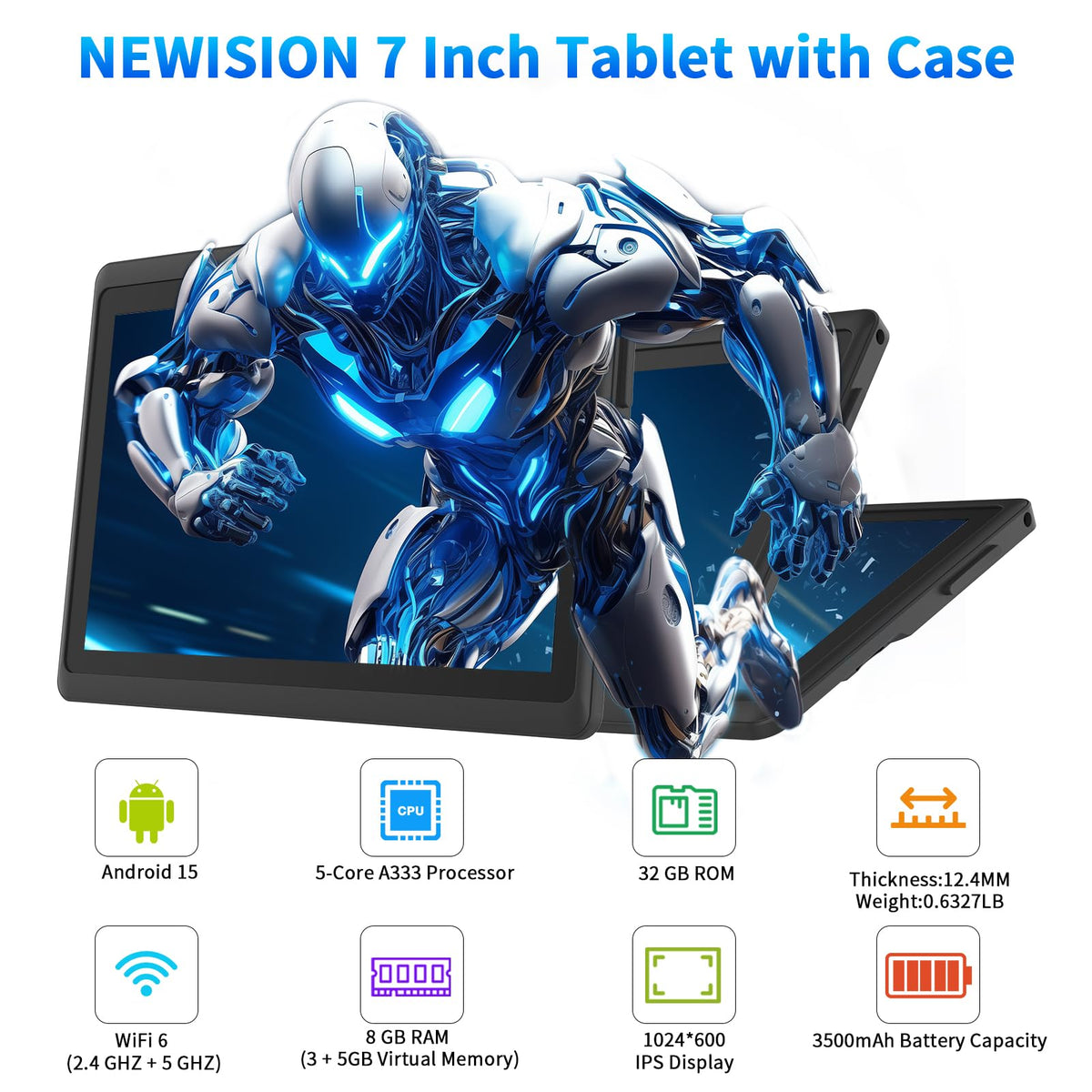 Android 15 Tablet 7 inch with Case Z4415