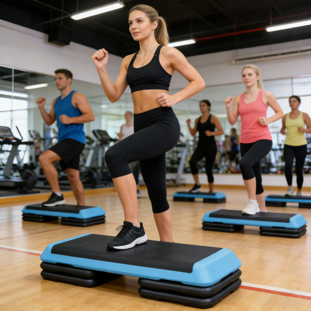 43'' Height-Adjustable Aerobic Stepper with 4 Detachable Risers L3838