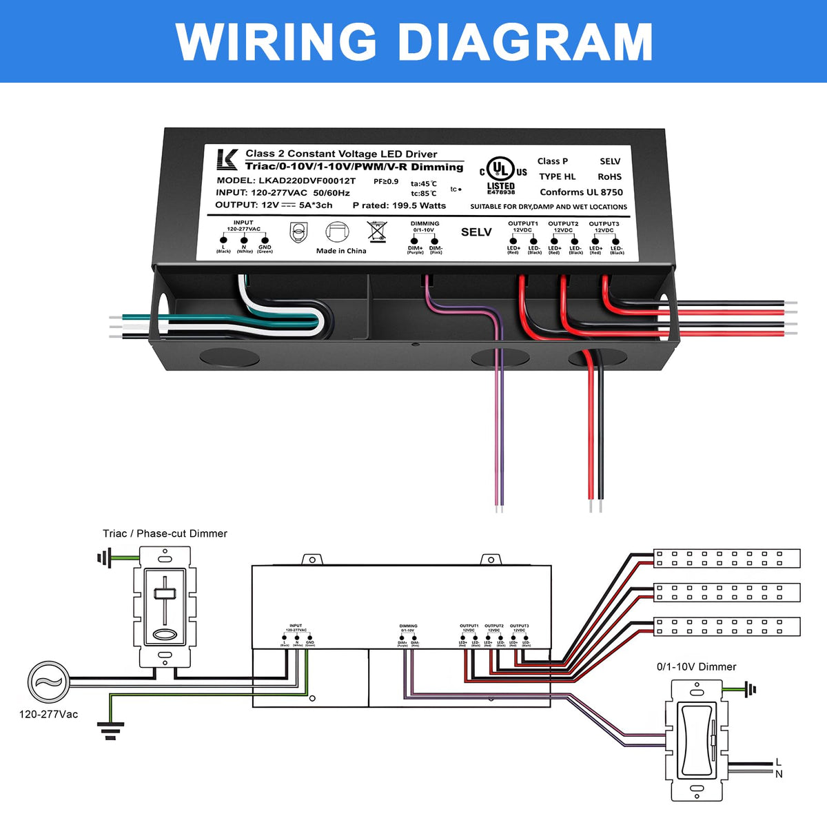 12V 200W Dimmable LED Driver Y67354