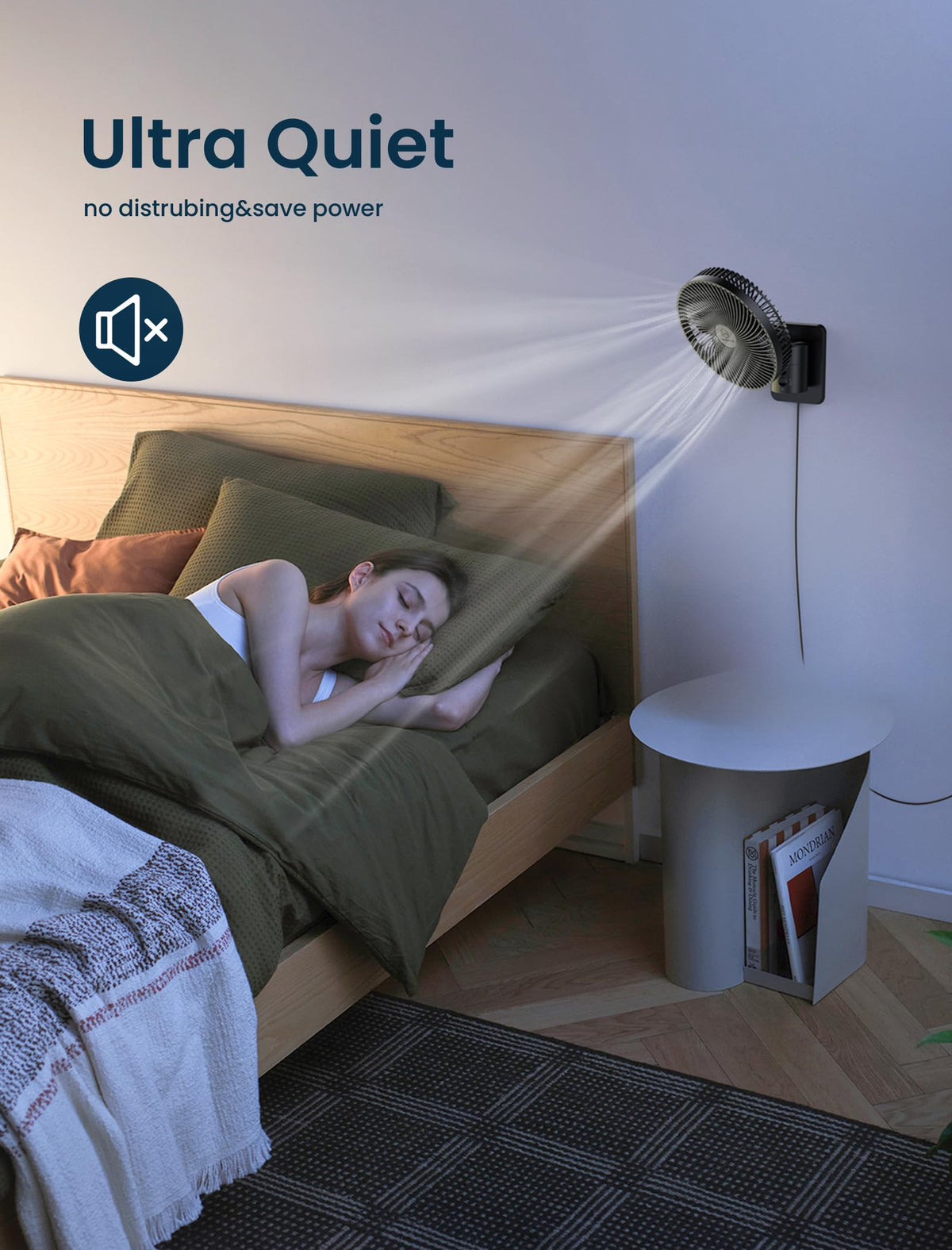 8.5-Inch Quiet Wall-Mounted Oscillation Fan with Remote & Timer O3222