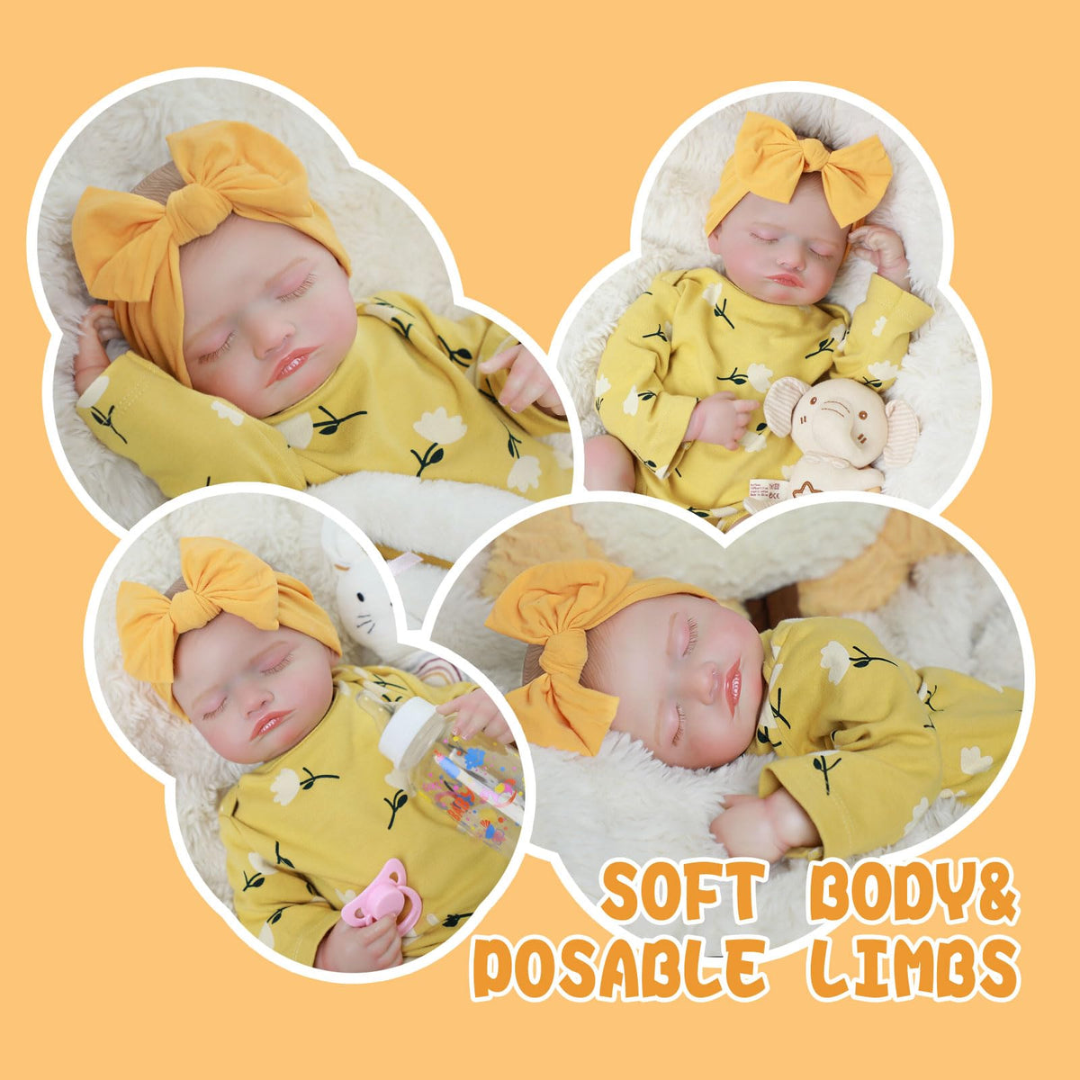 20 Inch Realistic Sleeping Newborn Baby Doll Full Vinyl Body A1768