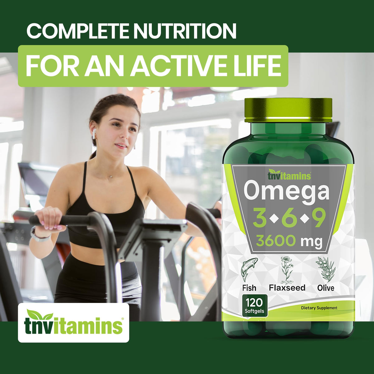 3600mg Omega 3 6 9 Softgels Fish Oil Flaxseed Olive Oil Z894131