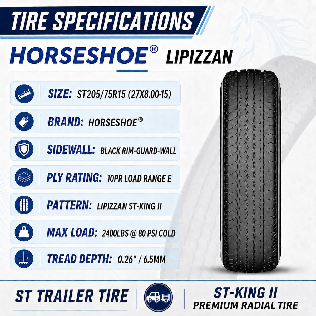 ST205/75R15 10-Ply Trailer Tires E7886